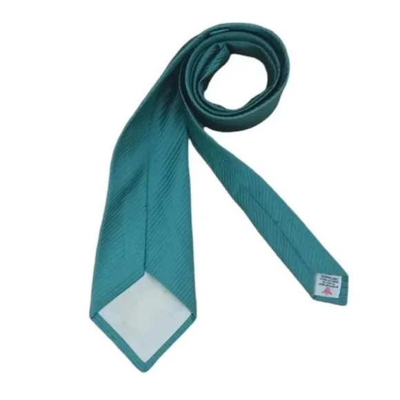 TURNBULL & ASSER Solid Green Silk Tie HANDMADE ENGLAND 57/ 3.6 EC